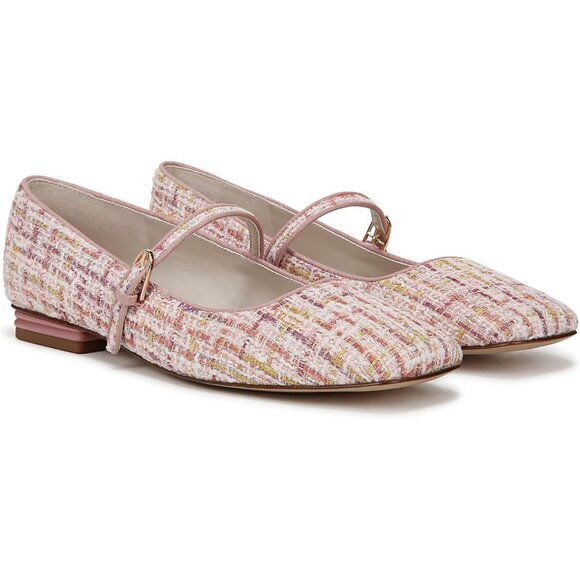 Franco Sarto Womens Pink Tweed Multi Faux Leather Tinsley Mary Jane Ballet Flats - Picture 7 of 9